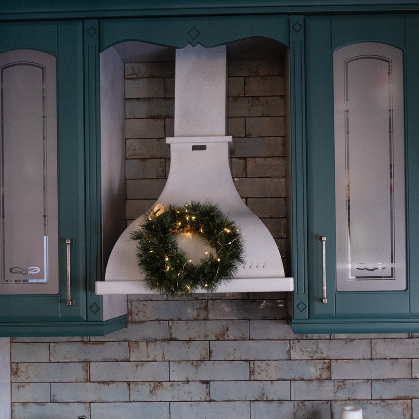 Kalėdinis vainikas durų dekoracija 26 cm baltas Paruošta puošmena