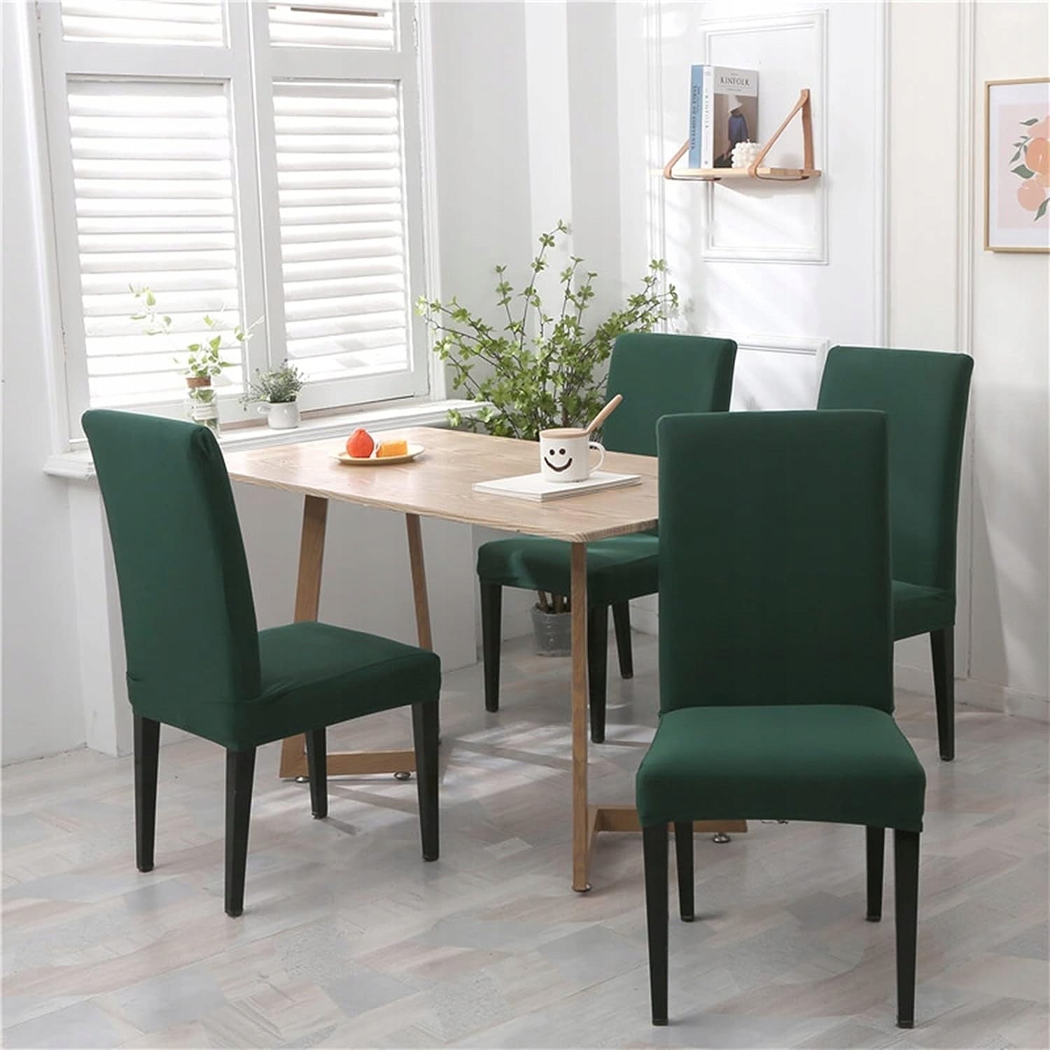 6 VNT. universalios, elastingos, kreminės spalvos kėdžių užvalkalai