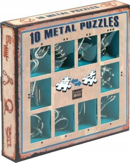 10 SIDABRINIŲ GALVOSŪKIŲ mėlyna Metal Puzzles Dėlionės METAL