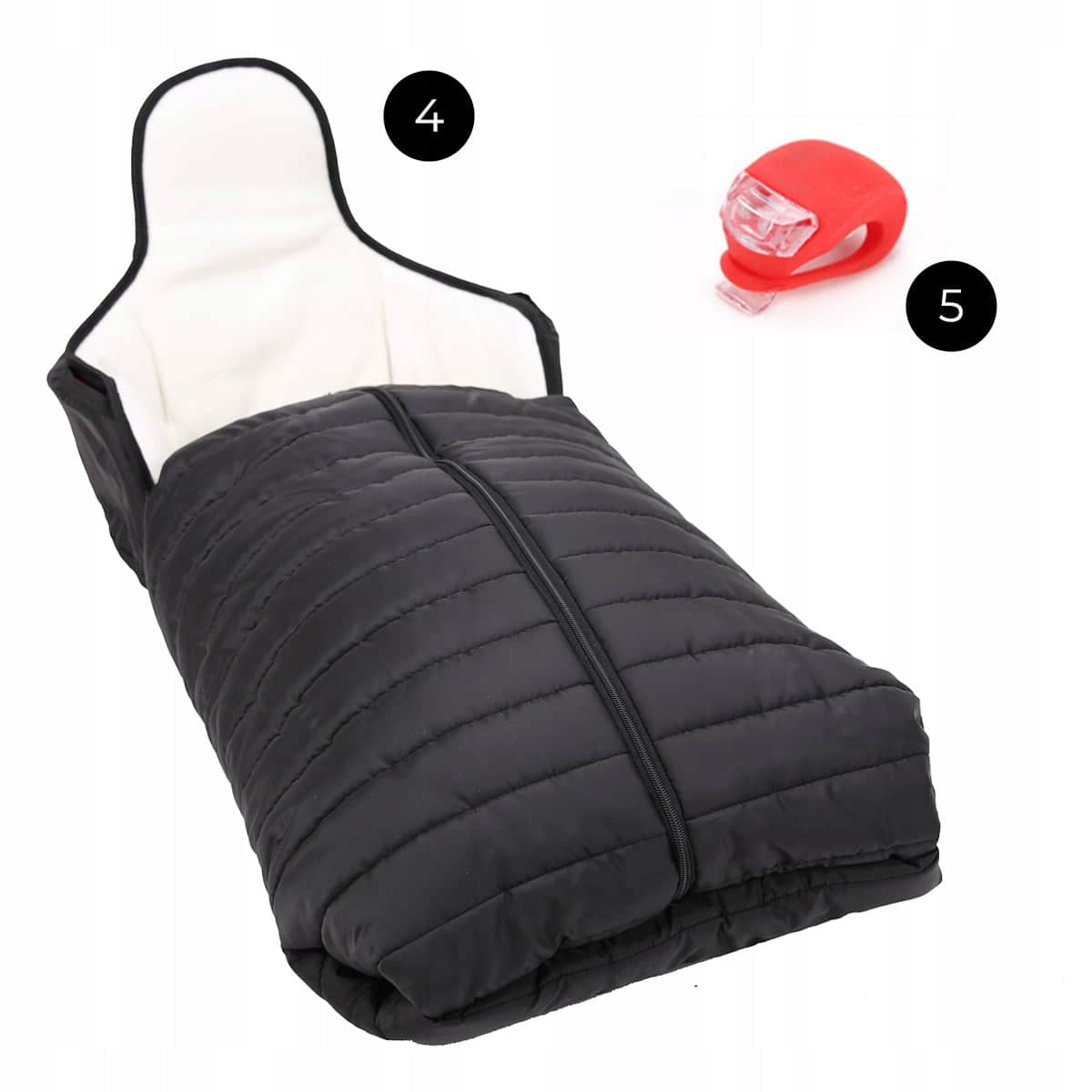 Rogutės vaikams su atlošu ir stūmikliu Šilta 3in1 miegmaišio sistema KOMFORT #605