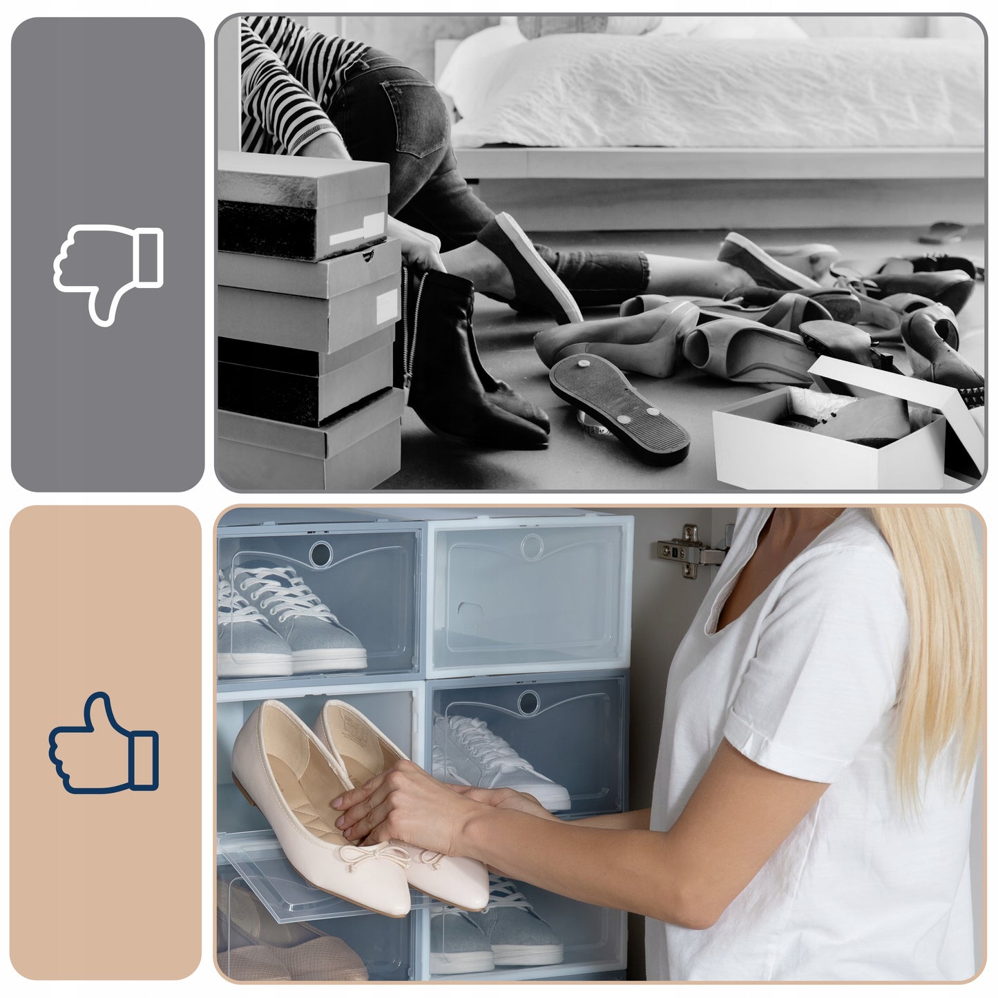 10x Sulankstoma dėžutė batams, organizatorius, plastikinis konteineris su atvartu spintai
