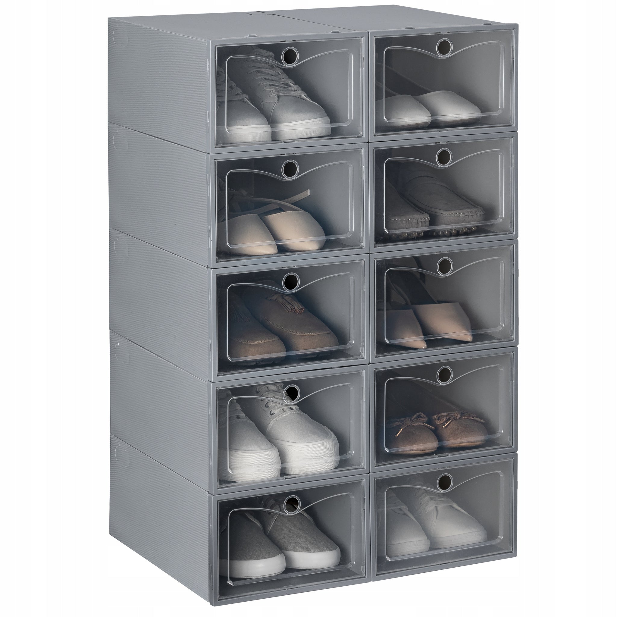 10x Sulankstoma dėžutė batams, organizatorius, plastikinis konteineris su atvartu spintai