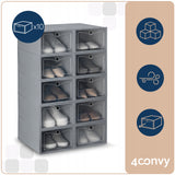 10x Sulankstoma dėžutė batams, organizatorius, plastikinis konteineris su atvartu spintai