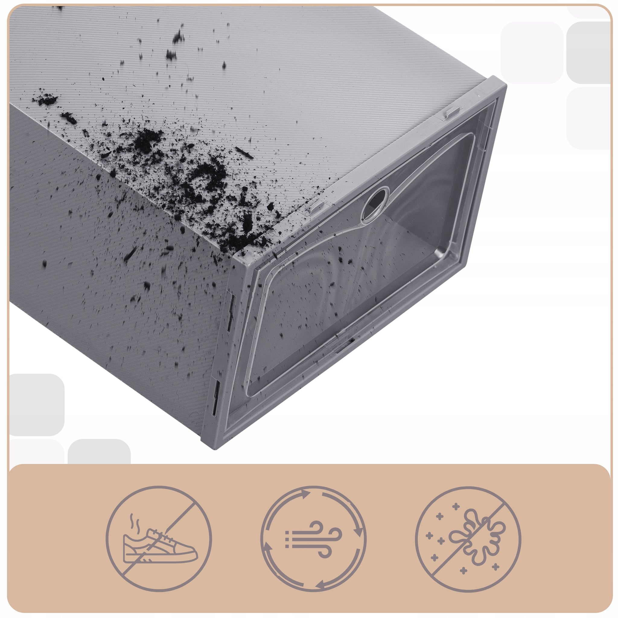 10x Sulankstoma dėžutė batams, organizatorius, plastikinis konteineris su atvartu spintai