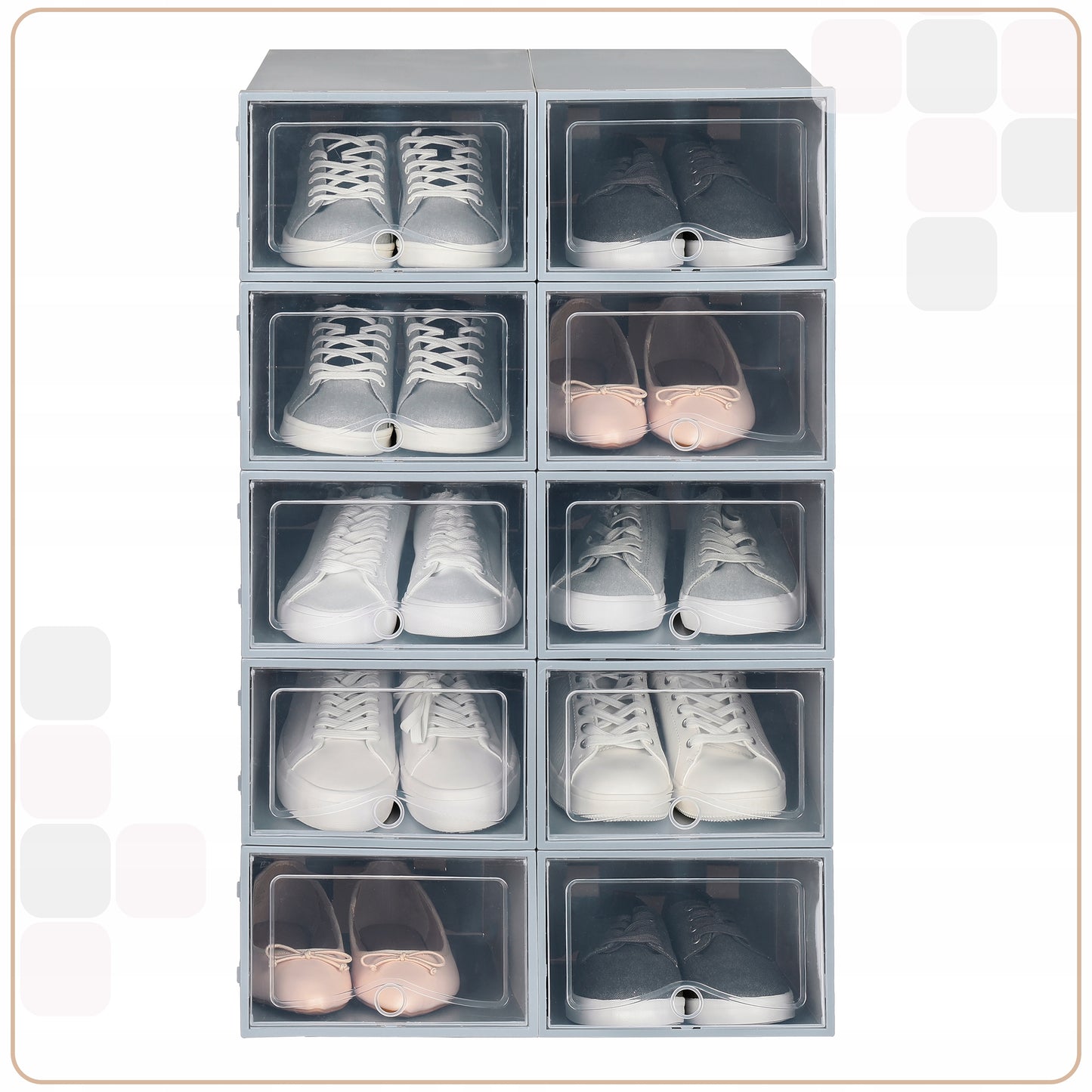 10x Sulankstoma dėžutė batams, organizatorius, plastikinis konteineris su atvartu spintai
