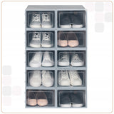 10x Sulankstoma dėžutė batams, organizatorius, plastikinis konteineris su atvartu spintai