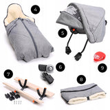 Vežimėlis su atlošu vilna VISI SEZONAI ratukai MUFKA 505