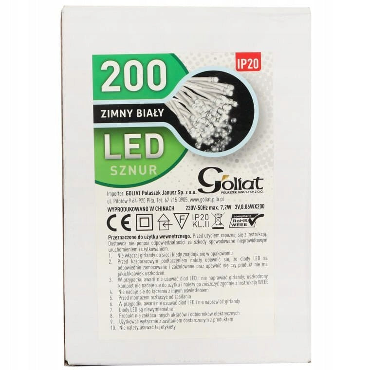 200 LED Šalta Balta Vidinės Kalėdinės Šventinės Lemputės Dekoracijos