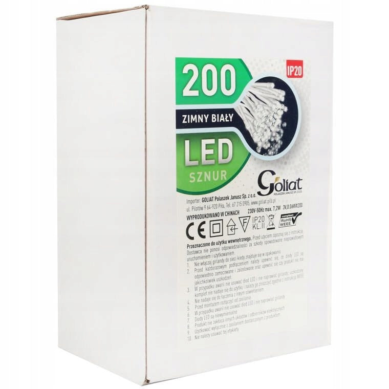 200 LED Šalta Balta Vidinės Kalėdinės Šventinės Lemputės Dekoracijos