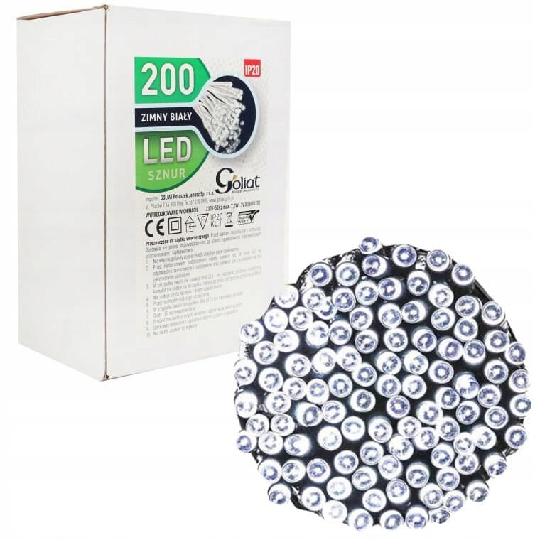 200 LED Šalta Balta Vidinės Kalėdinės Šventinės Lemputės Dekoracijos