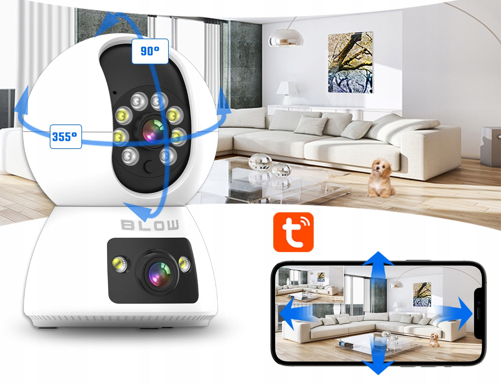 TUYA SMART WIFI IP KAMERA 6MP 2 OBJEKTYVAIS VAIKŲ PRIEŽIŪROS PTZ VIDAUS TIESIOGINĖ HD