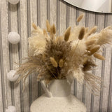 Džiovinta PAMPASŲ žolė dekoratyvinis puokštė vazoje 125 šakelės sausos žolės