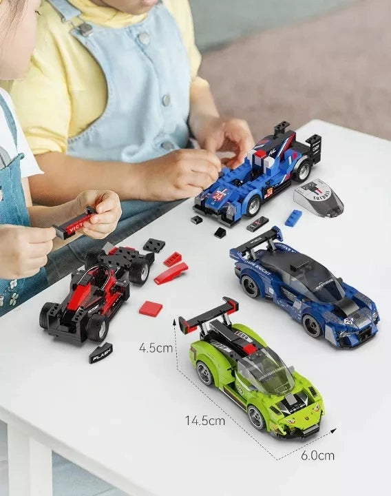 CaDA Rinkinys 4 sportinių lenktyninių mašinėlių 614 detalių 4-in-1