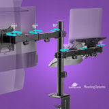 2w1 Monitoriaus ir nešiojamojo kompiuterio laikiklis Spacetronik stalinis VESA dvigubas