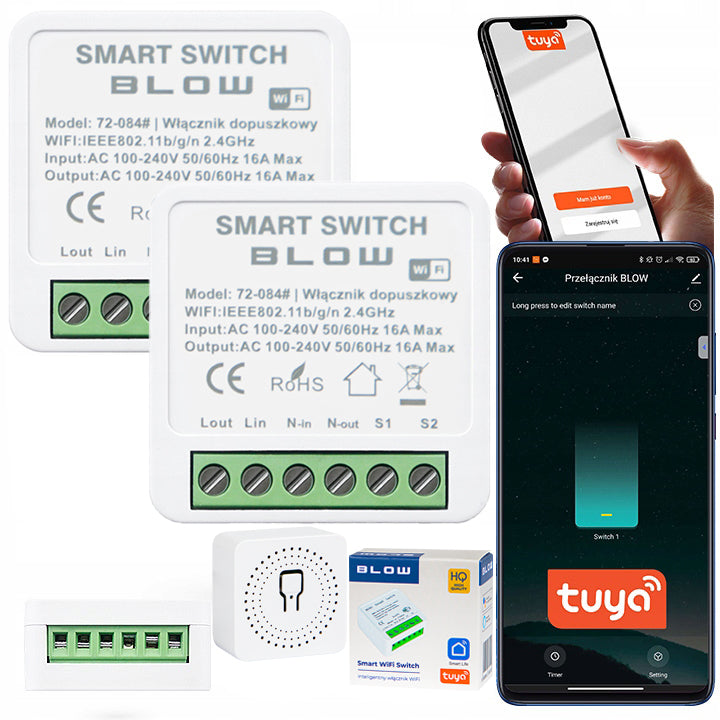 2x WiFi ŠVIESOS RELĖS JUNGIKLIS MINI SMART TUYA ATSARGINIS MODULE