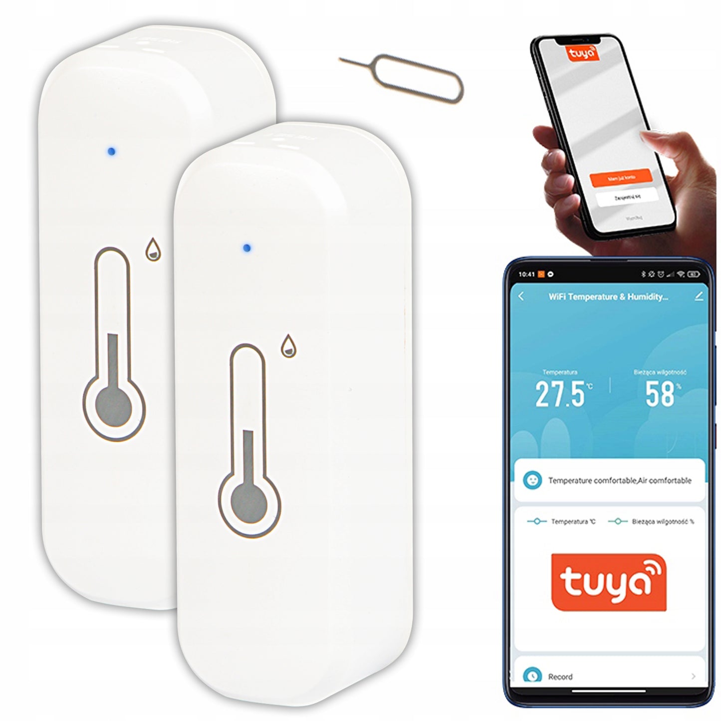 2x TERMO˛HYGROMETRAS MONITOR DRėGMėS TEMPERATŪROS JUTIKLIS TUYA SMART WIFI