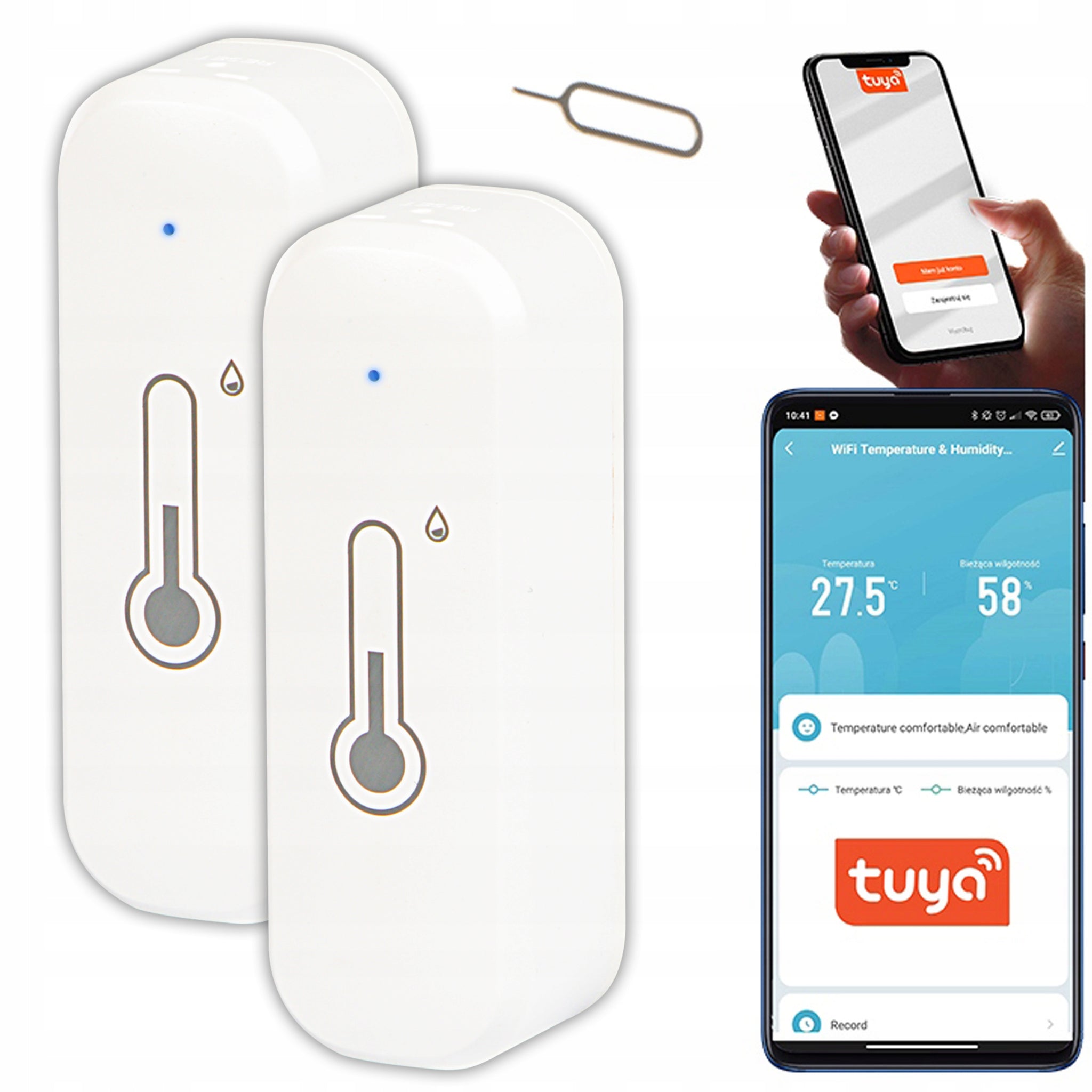 2x TERMO˛HYGROMETRAS MONITOR DRėGMėS TEMPERATŪROS JUTIKLIS TUYA SMART WIFI