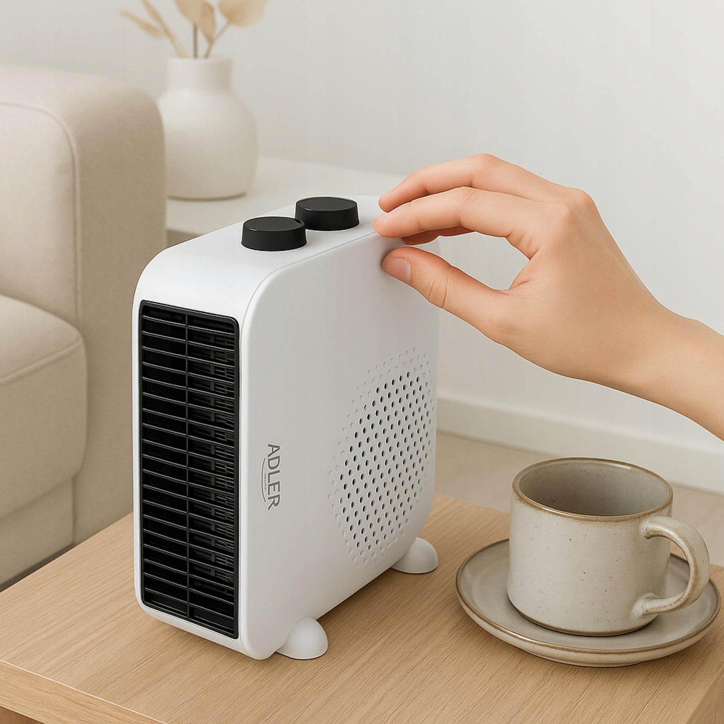 2x Termoventiliatorius elektrinis šildytuvas 2000W pastatomas ant grindų + MINI