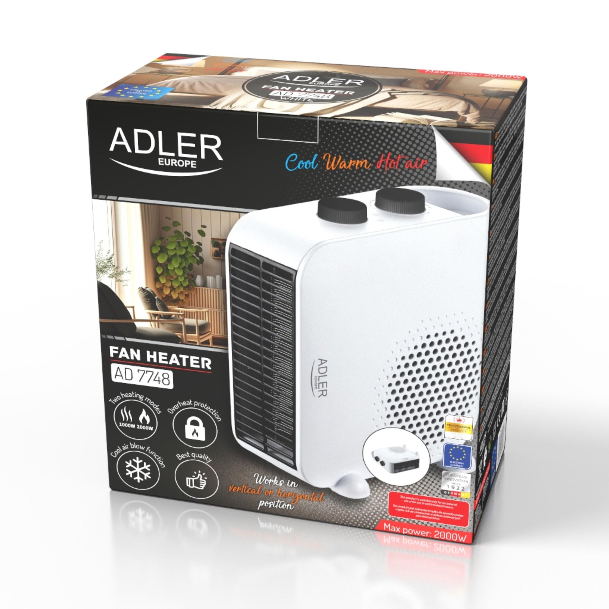 2x Termoventiliatorius elektrinis šildytuvas 2000W pastatomas ant grindų + MINI