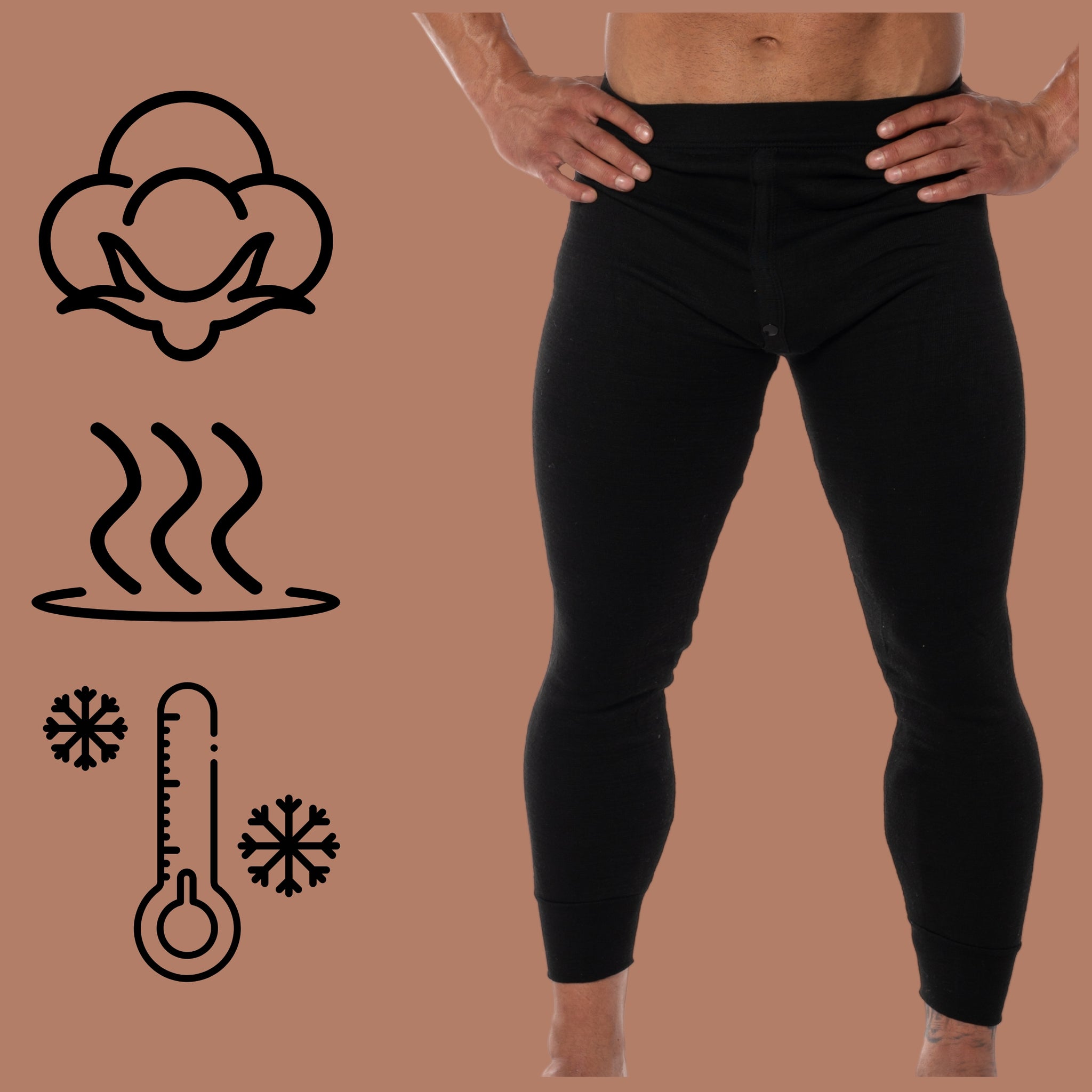 3x Šildomos medvilninės kelnės vyriškos termo apatinės kelnės šiltos L