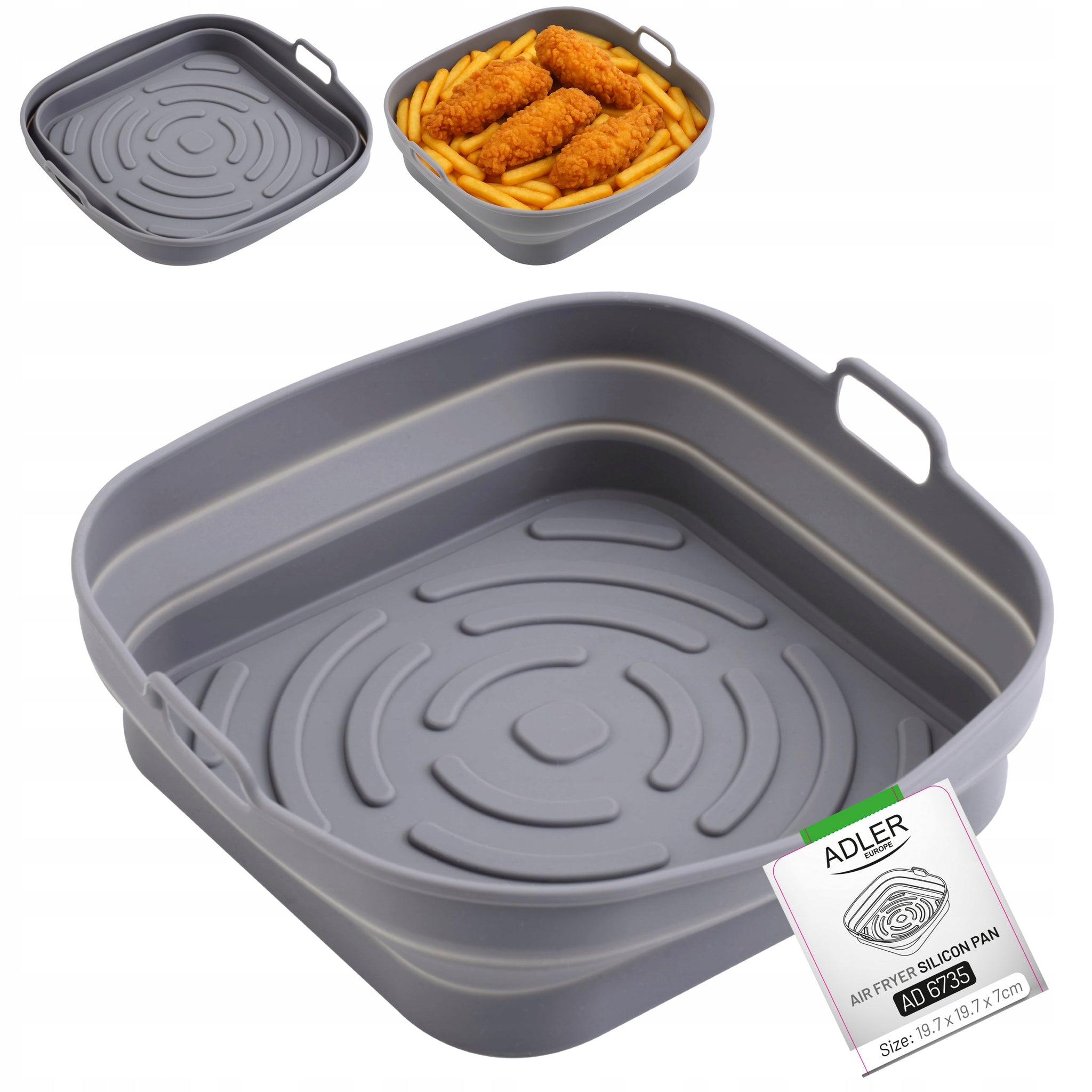 3 vnt. silikoninis įdėklas/forma skirta "Air Fryer" gruzdintuvei, daugkartinio naudojimo kepimo forma