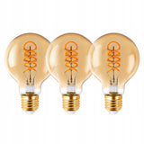 3x DEKORATYVINĖ E27 RETRO Edison G80 kaitinimo lemputė - DŪMINIS STIKLAS - GALINGA