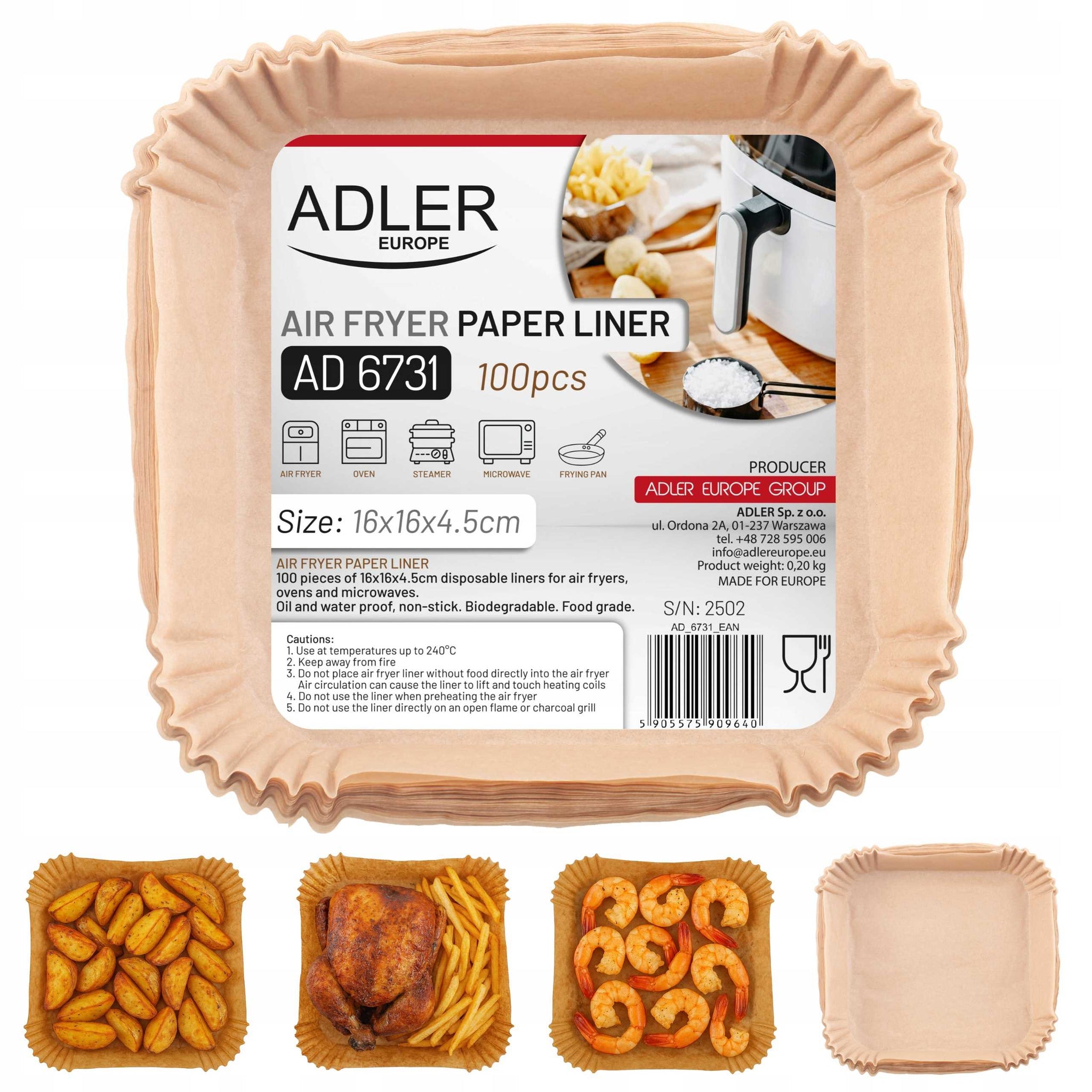 400x AIR FRYER ĮRANKALIS Popieriniai įdėklai belaidės keptuvės