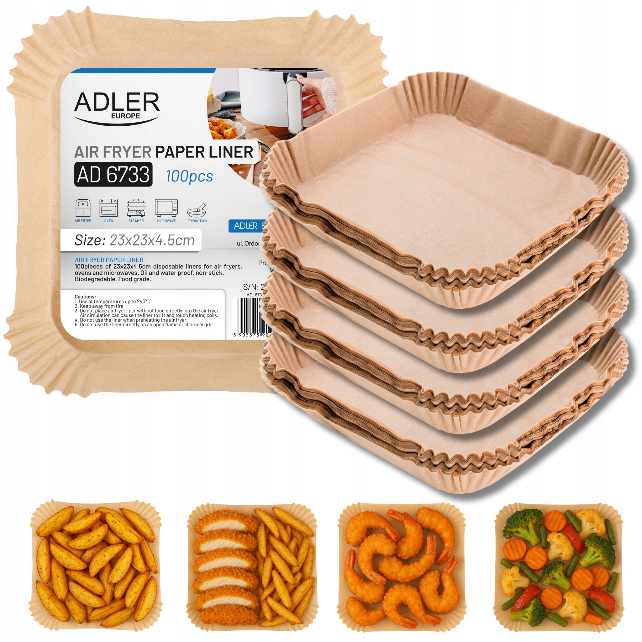 400x AIR FRYER ĮRANKALIS Popieriniai įdėklai belaidės keptuvės