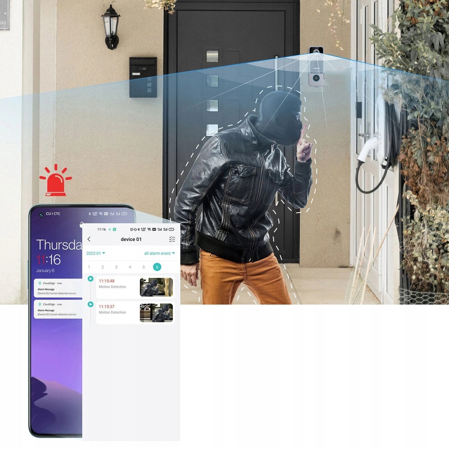 DURŲ SKAMBUTIS SU KAMERA WIFI SMART NUOTOLINIO STEBĖJIMO IP65