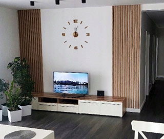 Medinis sieninis laikrodis ąžuolinis lipdomas EKO 75cm didelis svetainei