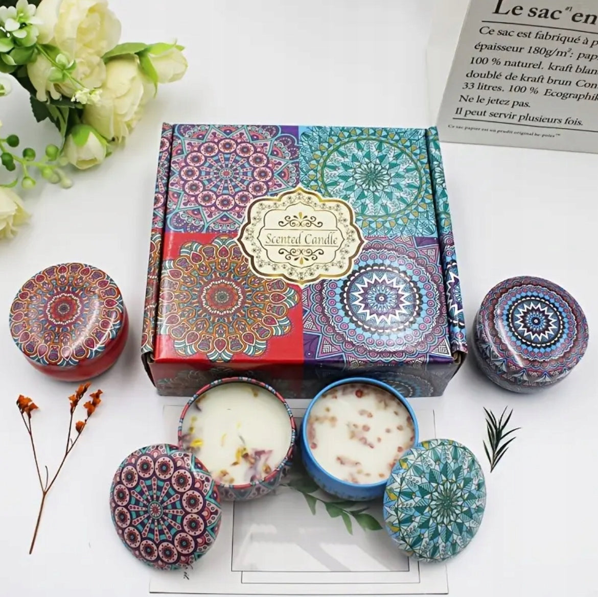 4x Sojų dekoratyvinė žvakė dovana mamai, močiutei, moteriai, Valentino dienai Scented Candle