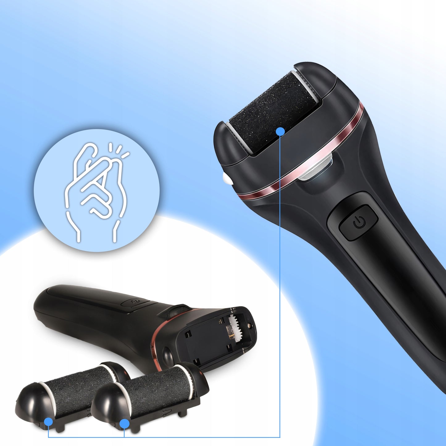 ELEKTRINIS NAGŲ DILDĖ KOJOMS, KULAMS, BEVIELĖ FREZA + PRIEDŲ RINKINYS