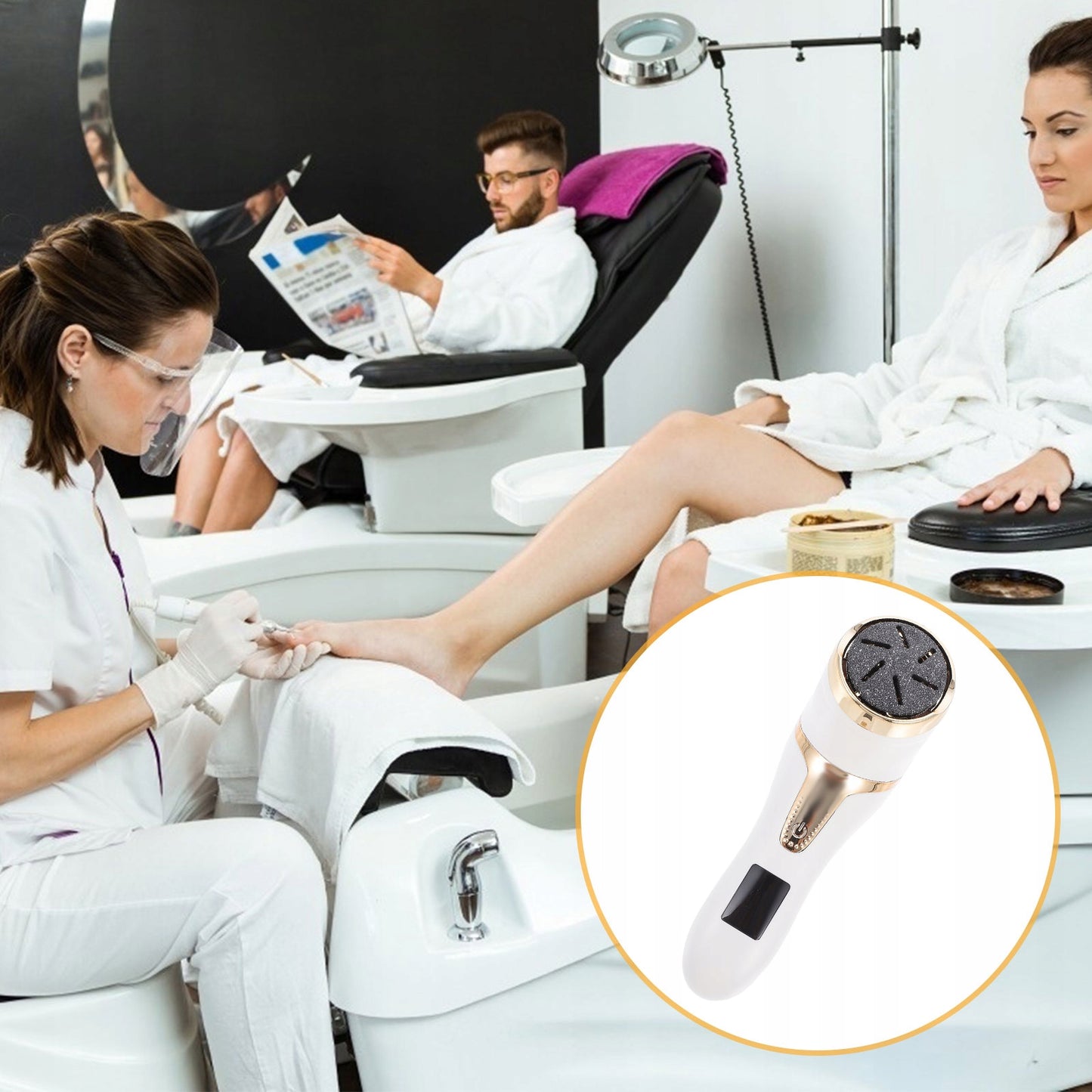 ELEKTRINĖ KOJŲ PEDIKŪRO MAŠINĖLĖ ŠLIFAVIMUI SU ŠVITRINIU POPIERIUMI