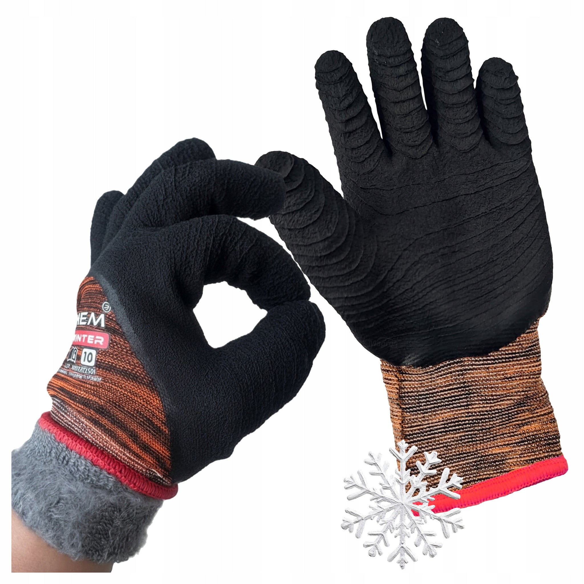 6 POR Darbo Pirštinės Apsauginės Šildytos Žiemos Storos Arhem Tiger Winter 9