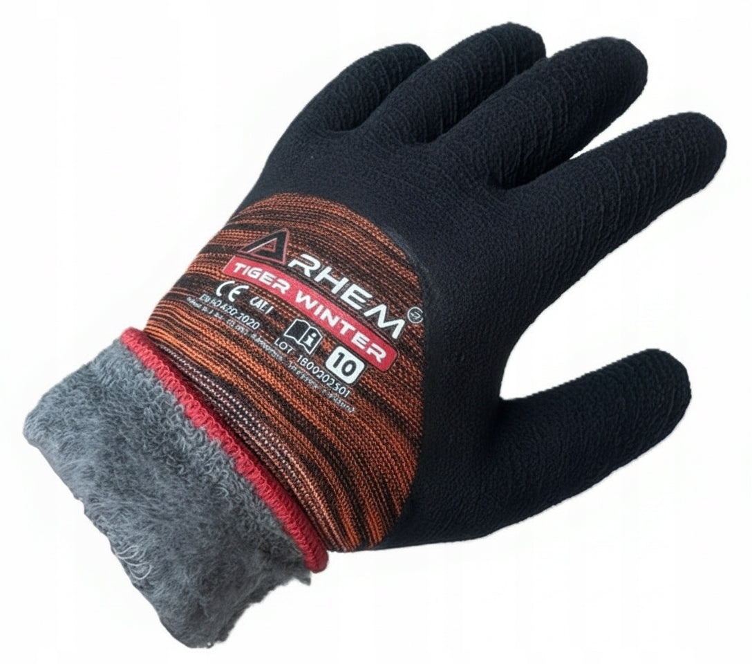 6 POR Darbo Pirštinės Apsauginės Šildytos Žiemos Storos Arhem Tiger Winter 9