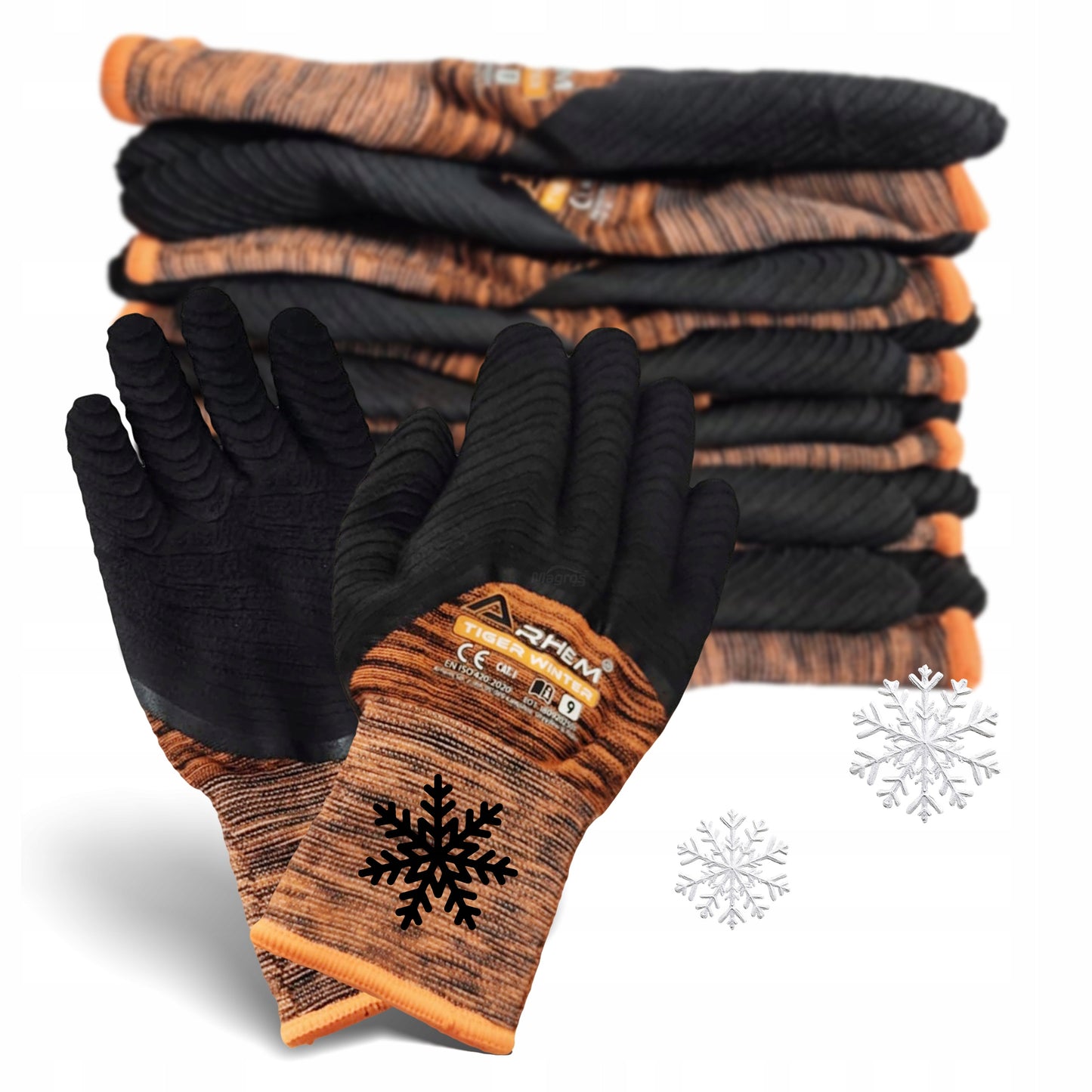 6 POR Darbo Pirštinės Apsauginės Šildytos Žiemos Storos Arhem Tiger Winter 9