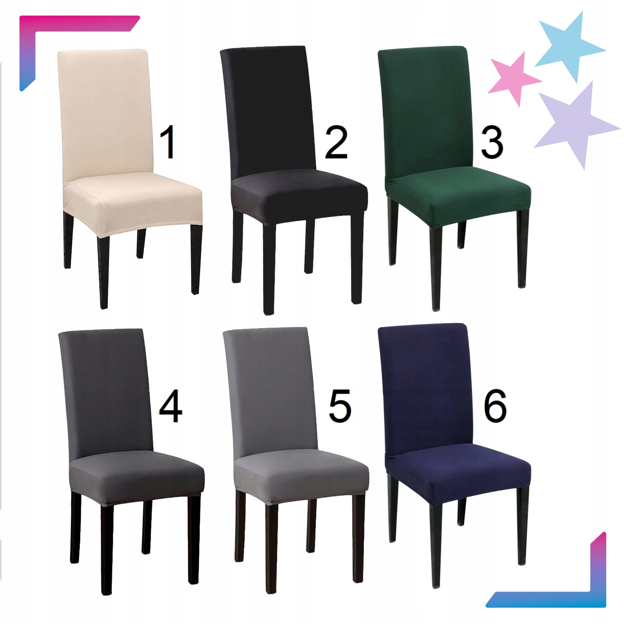 6 vnt. Elastingos universalios kėdžių užvalkalų komplektas, pilkos spalvos