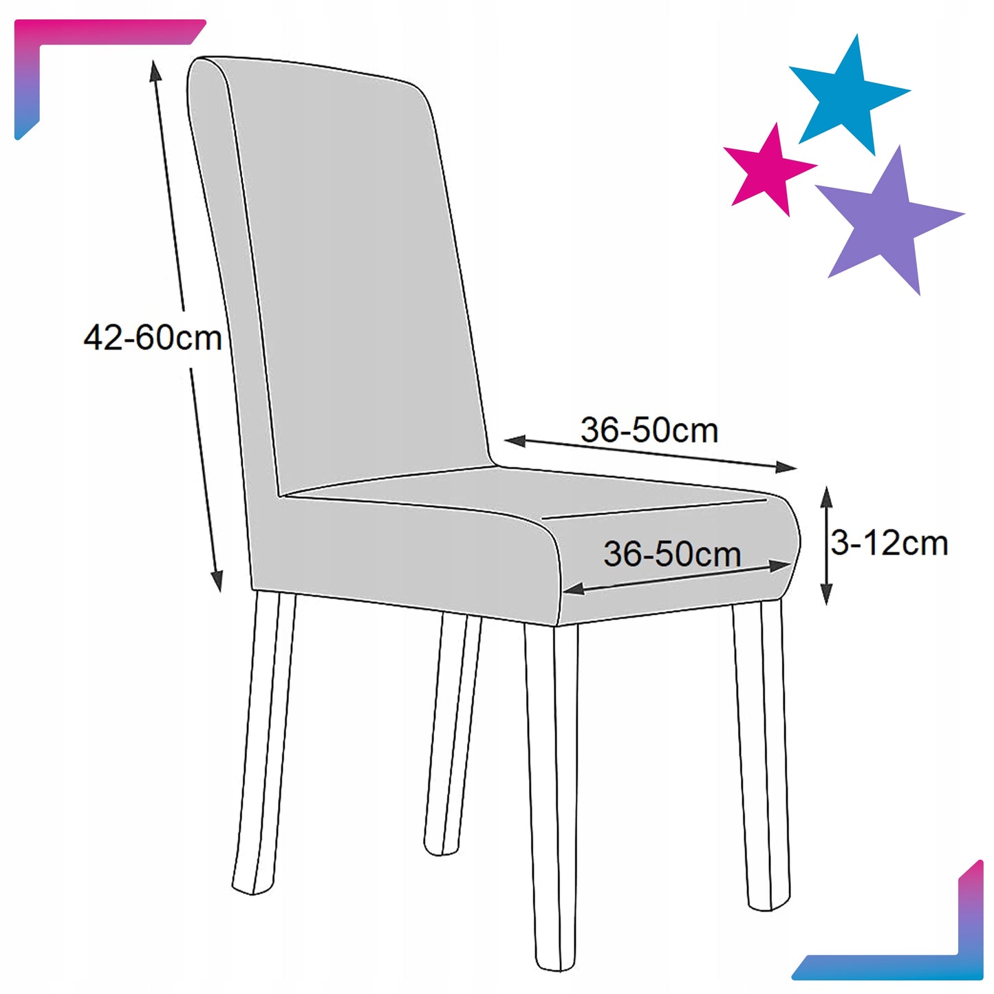 6 vnt. Elastingos universalios kėdžių užvalkalų komplektas, pilkos spalvos