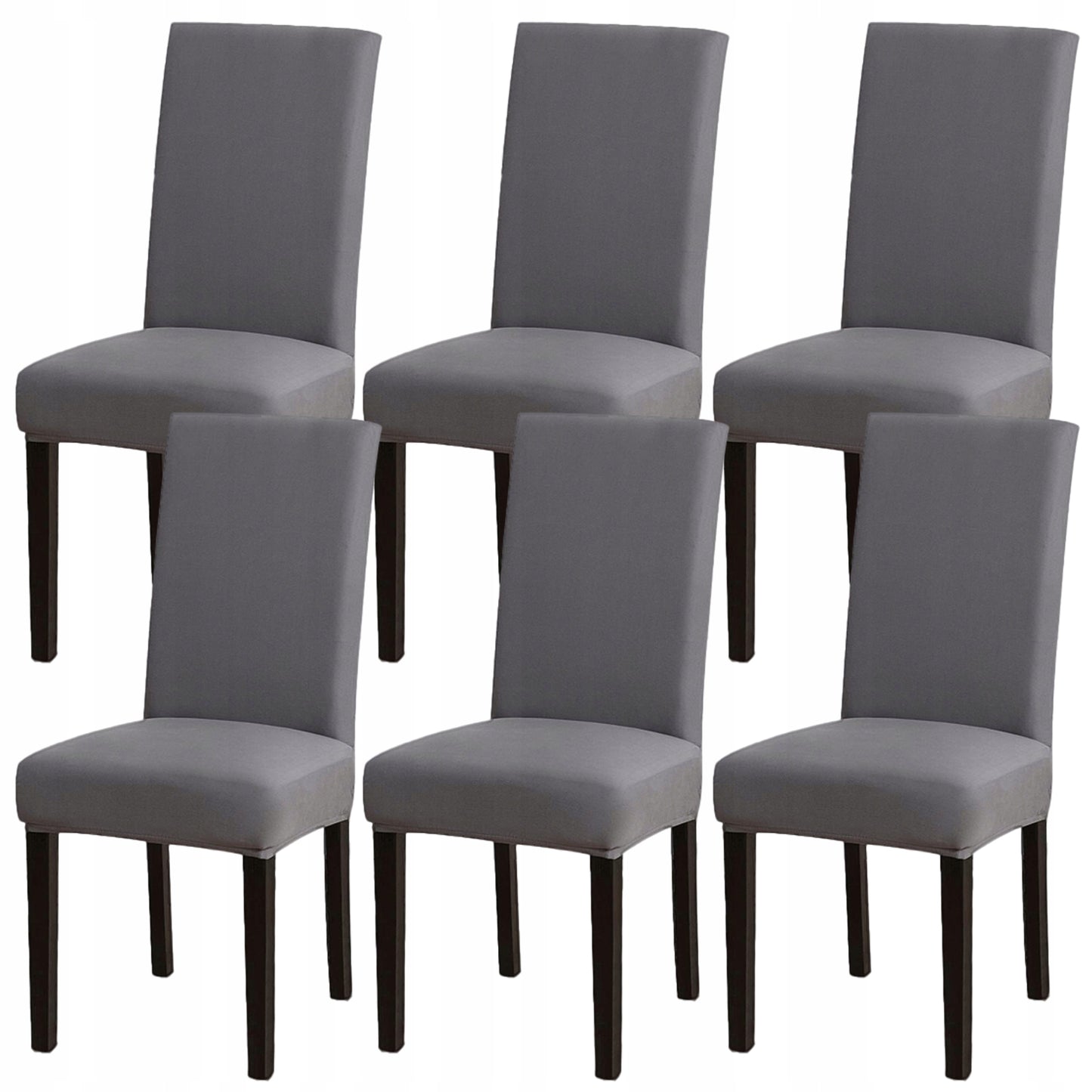 6 vnt. Elastingos universalios kėdžių užvalkalų komplektas, pilkos spalvos