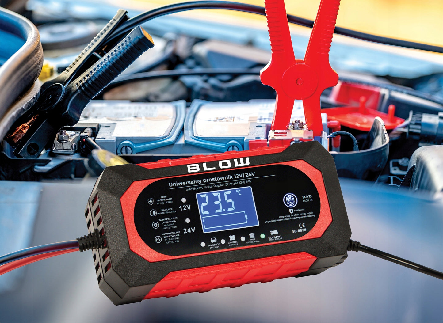 AUTOMATINIS IŠMANUS AKUMULIATORIŲ Įkroviklis Įkrovimo įrenginys LCD 24V 12V 8A