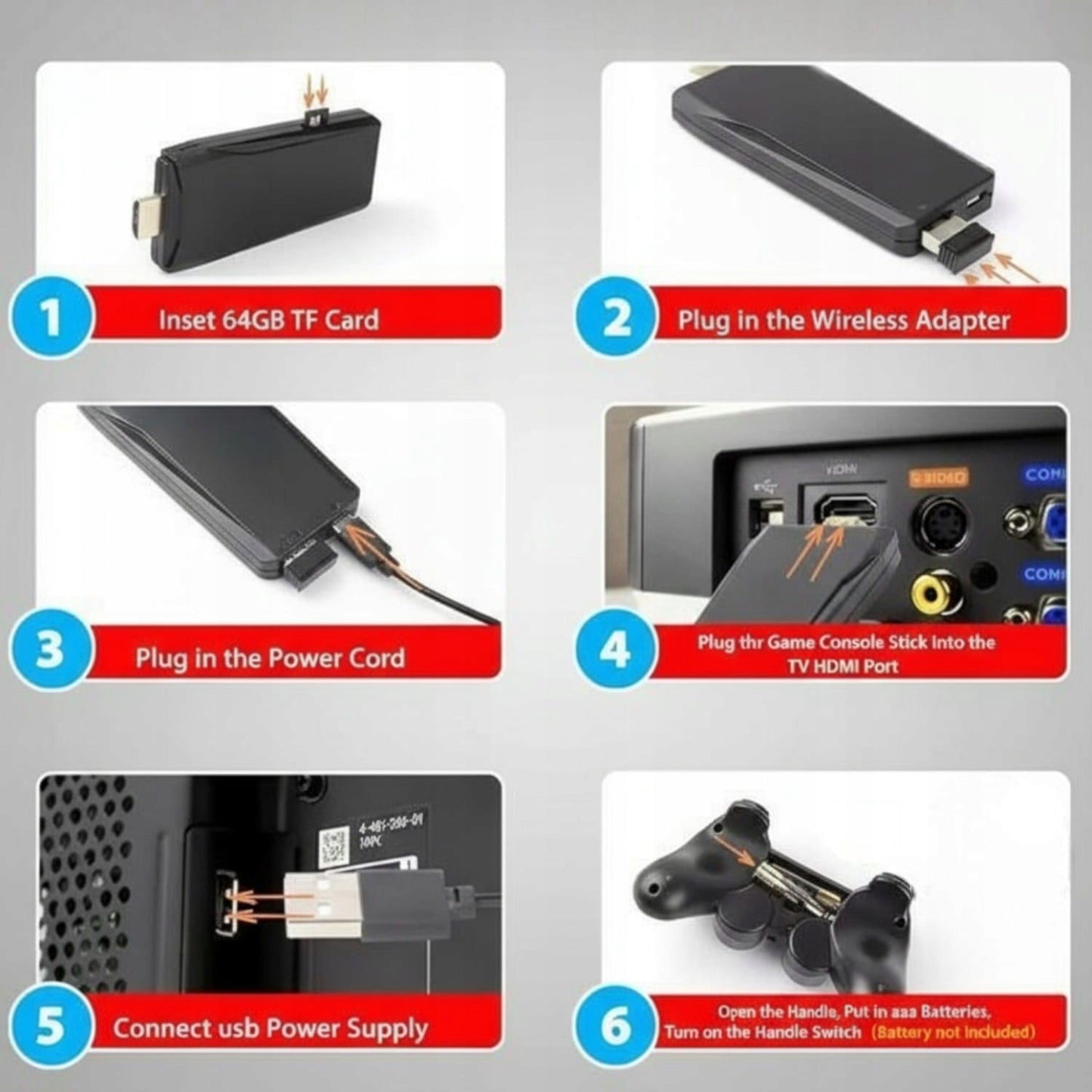 Retro konsolė 20 000 žaidimų, TV žaidimas, 2 belaidžiai valdymo pulteliai, HDMI, 64GB