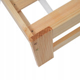 Tvirtas natūralaus medžio fotelio tipo lovos rėmas 140x200 su galvūgaliu ir atlošu