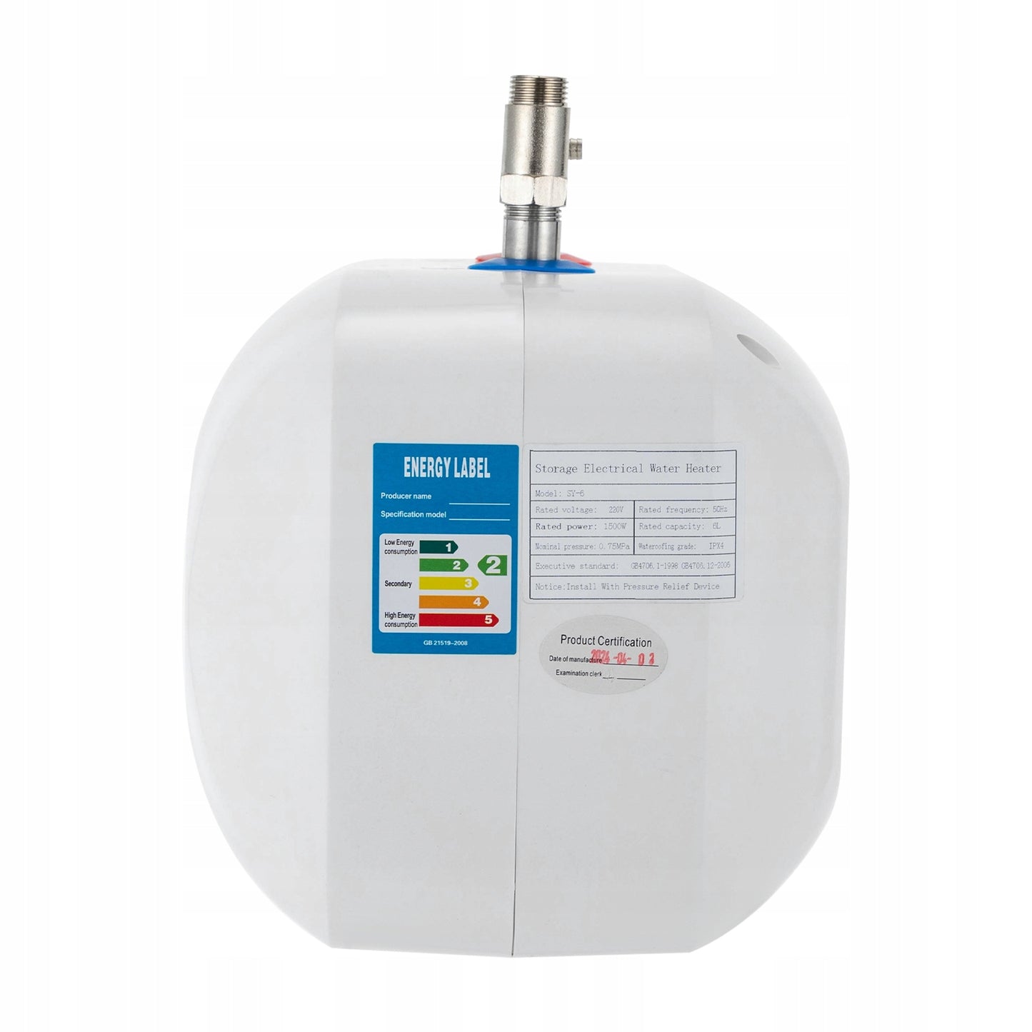 6 L Mini talpyklos elektrinis vandens šildytuvas 1500W