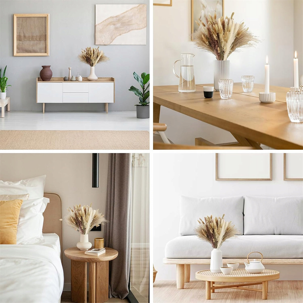 Džiovinta PAMPASŲ žolė dekoratyvinis puokštė vazoje 125 šakelės sausos žolės