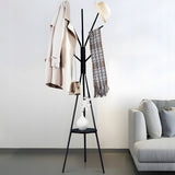 STOVĖJANTI METALINĖ JUODA LOFT STILIAUS 9 KABLIUKŲ 180 CM DRABUŽIŲ KABINIMO KROSNIS