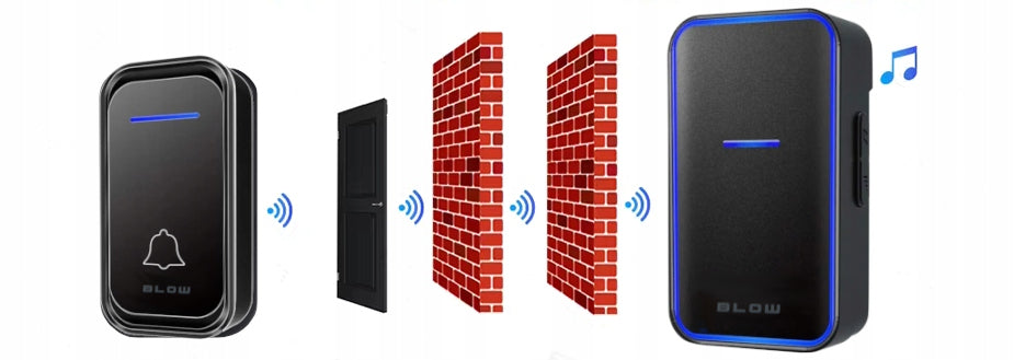 Belaidis vandeniui atsparus IP44 skambutis, ilgas veikimo nuotolis namų durims, varteliams