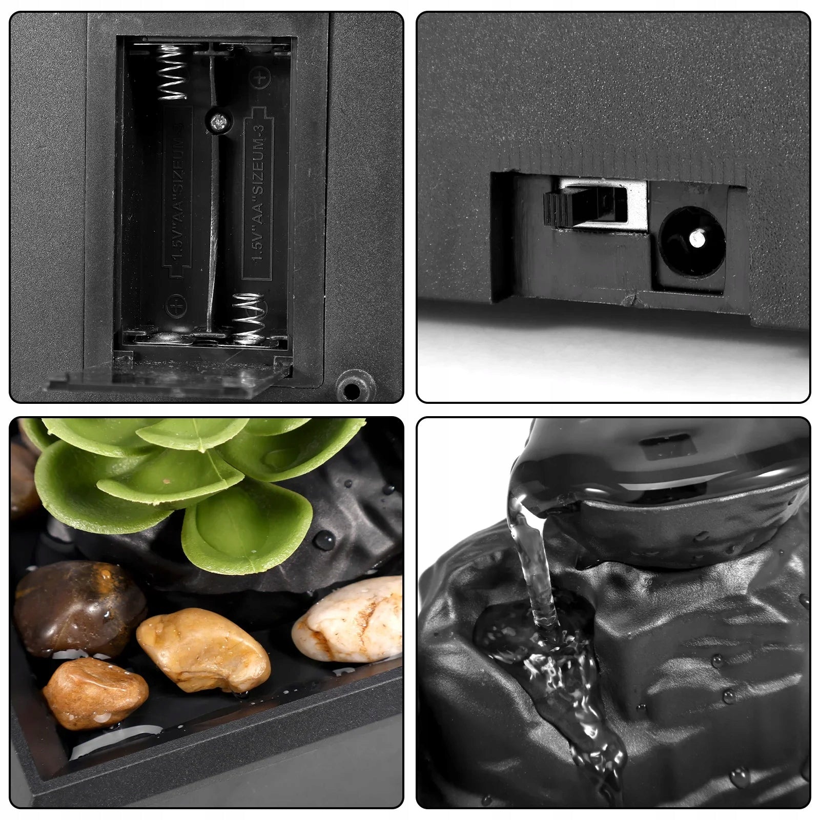 Vandeninis dekoratyvinis fontanas ZEN USB BATERIJOS STALO <br/>