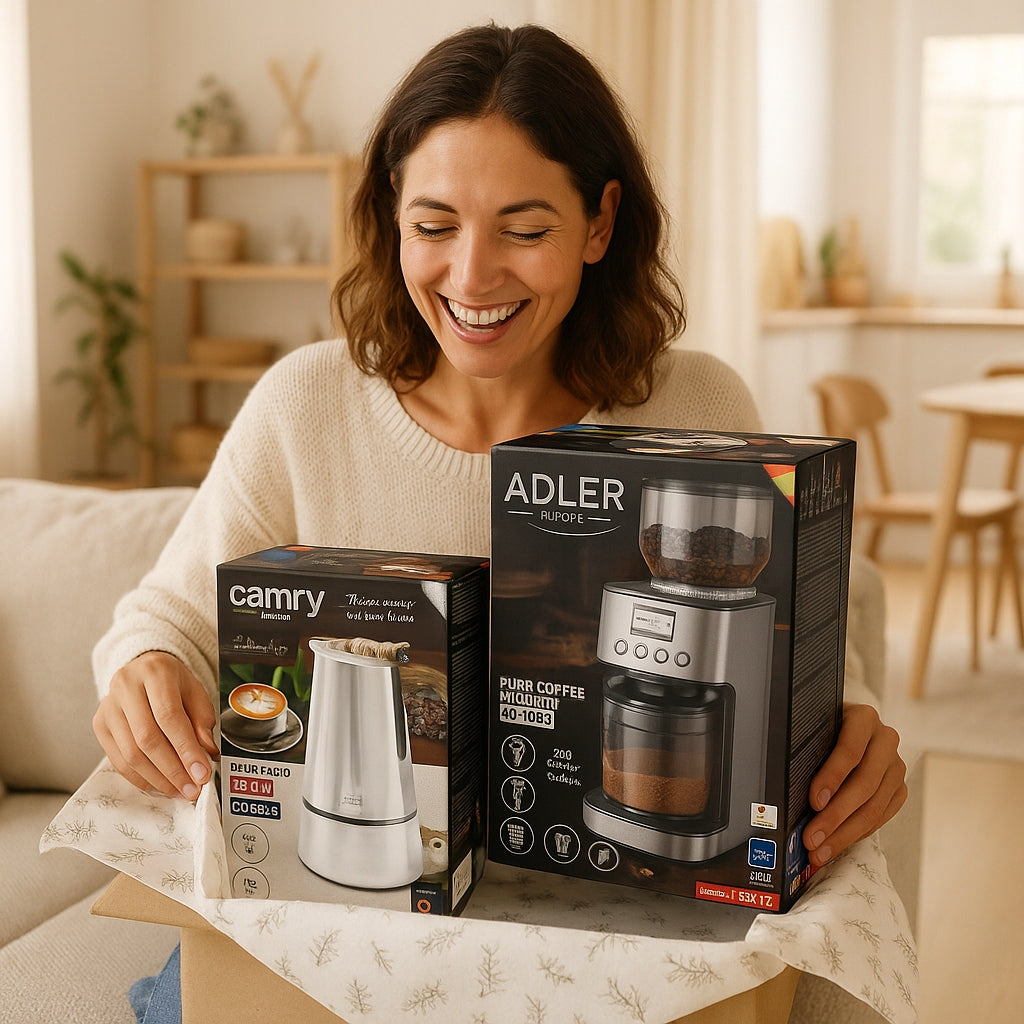 Kavos viryklė 450ml ant indukcinės / dujinės viryklės, plieninė + rankinis kavos malūnėlis