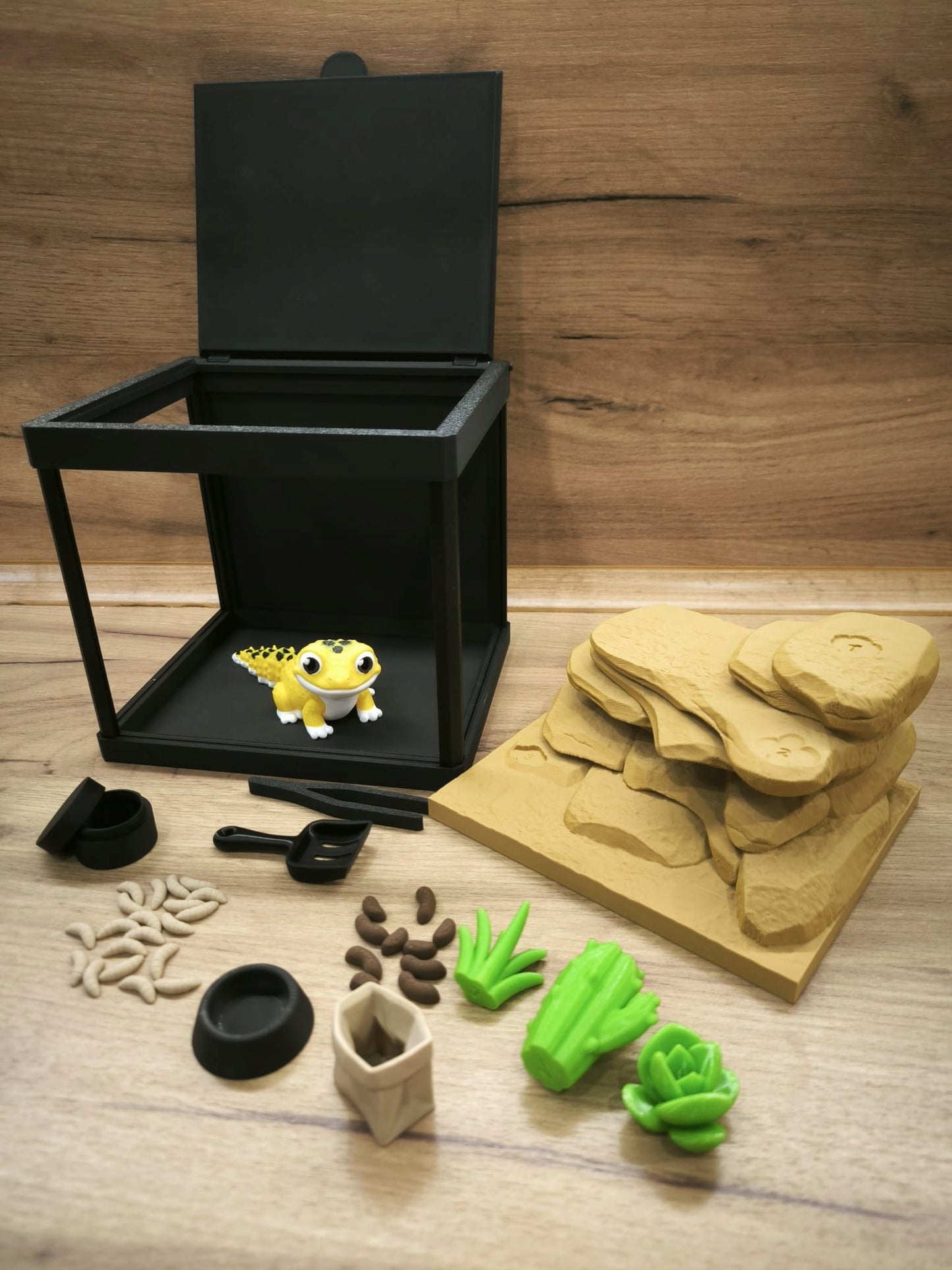 TERRARIUM 3D su GEKONO Dekoratyvinis edukacinis rinkinys su judančiomis dalimis GEKON