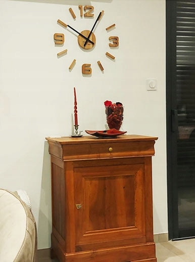 Medinis sieninis laikrodis ąžuolinis lipdomas EKO 75cm didelis svetainei